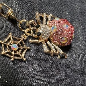 Spider Bag Charm QUALITY hefty, metal, Sparkly Pink/ Keychain - NWT